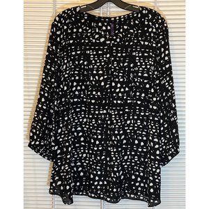 NYDJ Edo Shuji Black and White Print Top, Size 2X, Like New